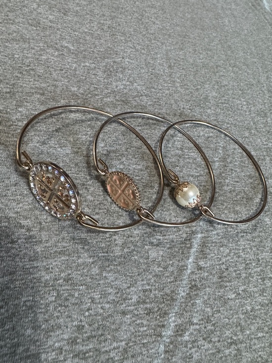 Source Unknown Jewelry - Source Unknown Gold-Tone Three-Piece Bracelet Set with Crystal and Pearl Accents